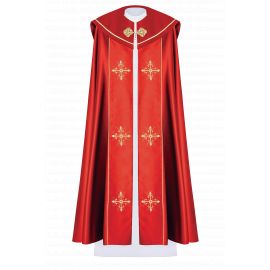 Kapa liturgiczna haftowana Krzyż - czerwona (39) - KAPY LITURGICZNE - Nowość