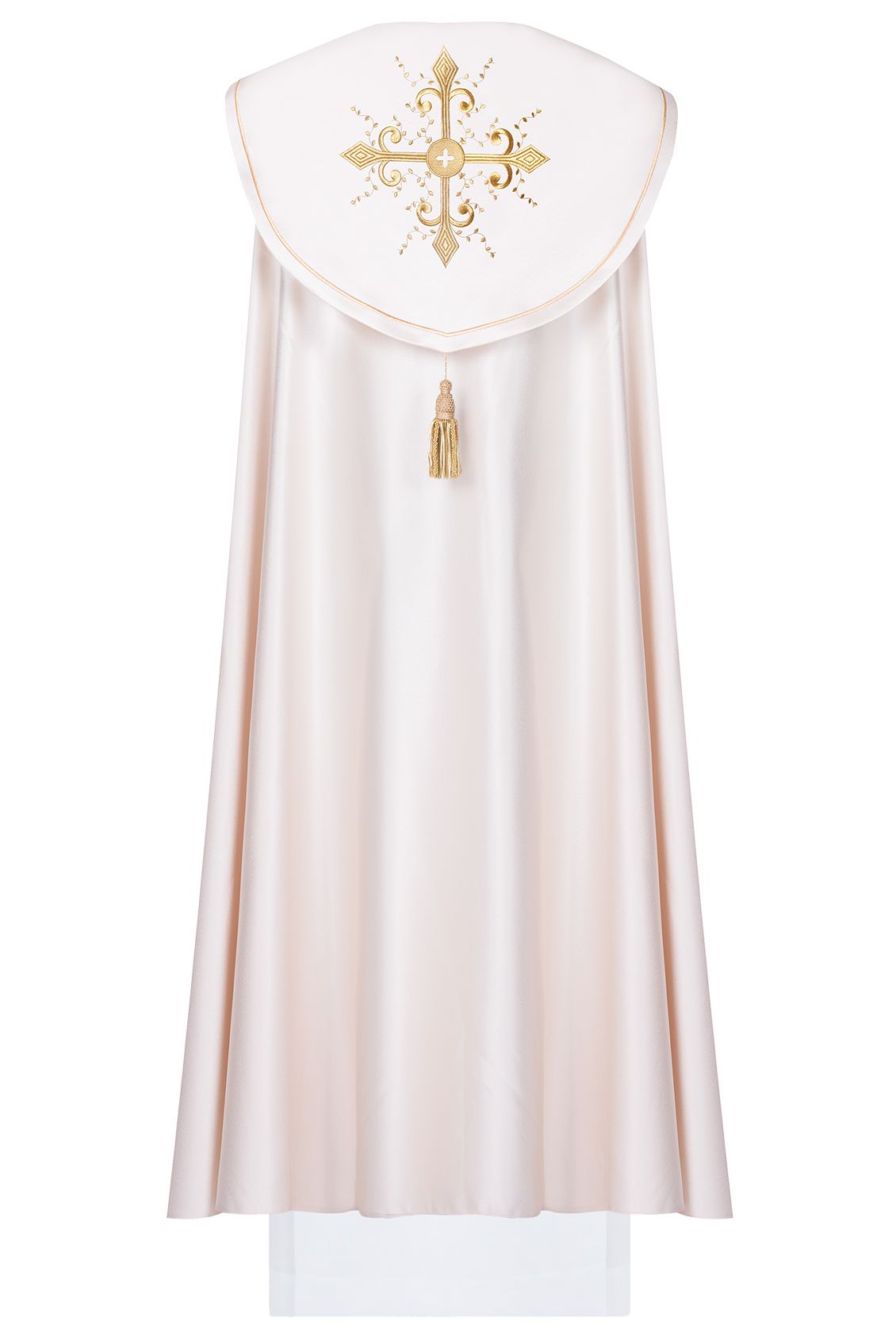 Kapa liturgiczna haftowana Krzyż - ecru (41) - KAPY LITURGICZNE