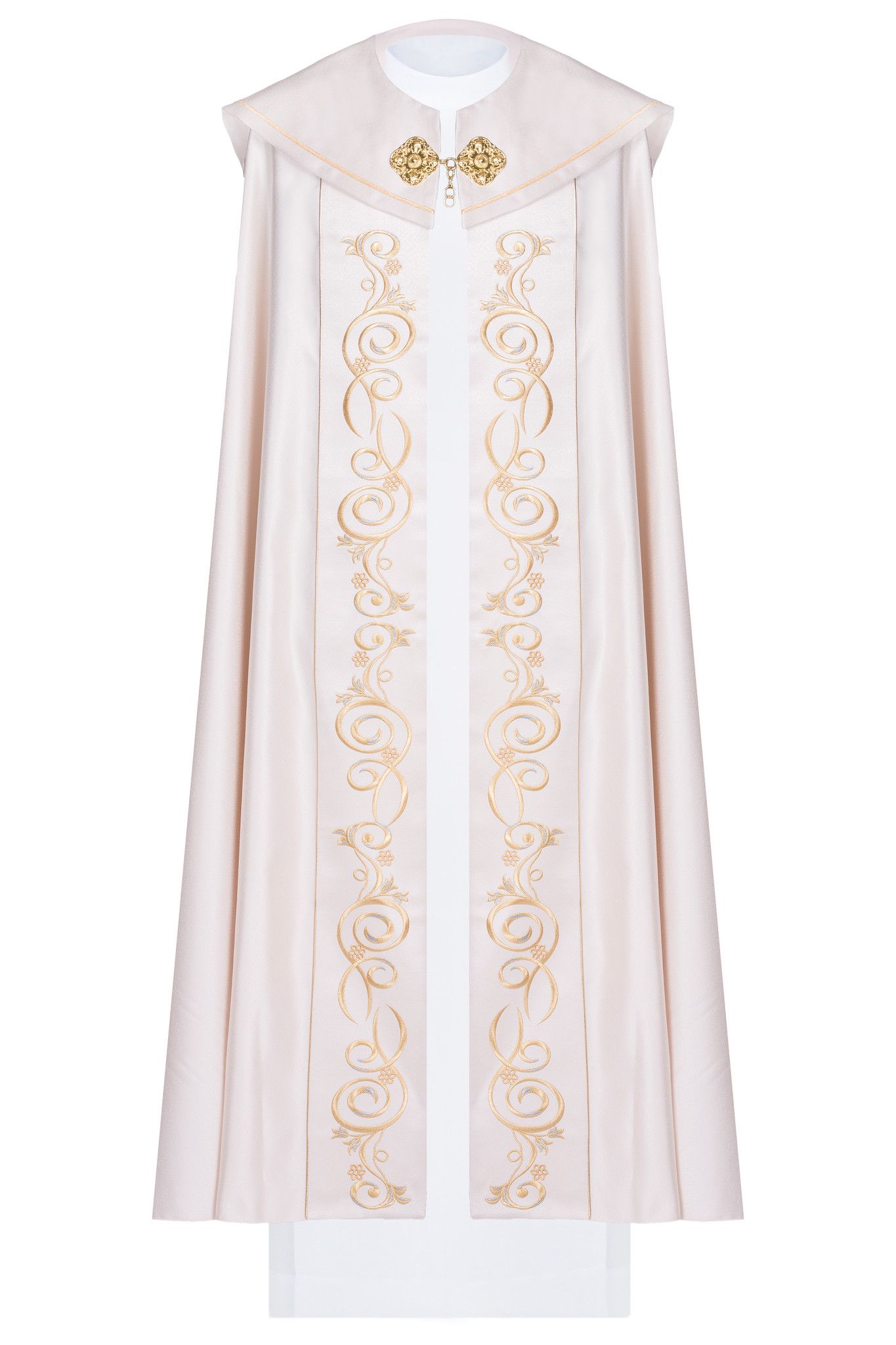 Kapa liturgiczna haftowana IHS - ecru (44) - zdjęcie 2 - Kapa liturgiczna haftowana IHS - ecru (44)