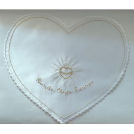 Szatka do chrztu Serce - kolor biało/złoty - Szatki haftowane do chrztu - Nowość