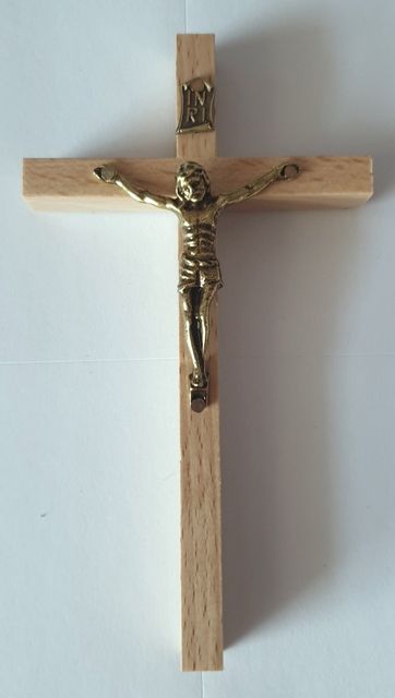 Krzyż drewniany na ścianę - 7 cm x 12,5 cm, jasny brąz (9)