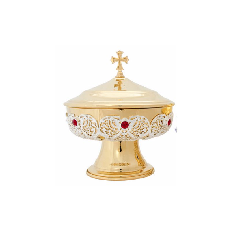 Patena zdobiona, mosiężna, pozłacana - 16 cm - Patena zdobiona, mosiężna, pozłacana - 16 cm