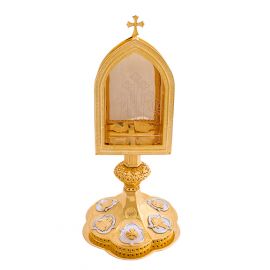 Kustodia mosiężna, pozłacana - 29 cm