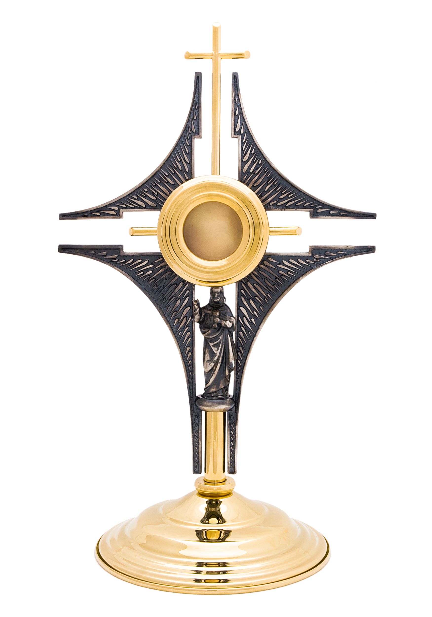 Relikwiarz mosiężny, pozłacany - 30 cm