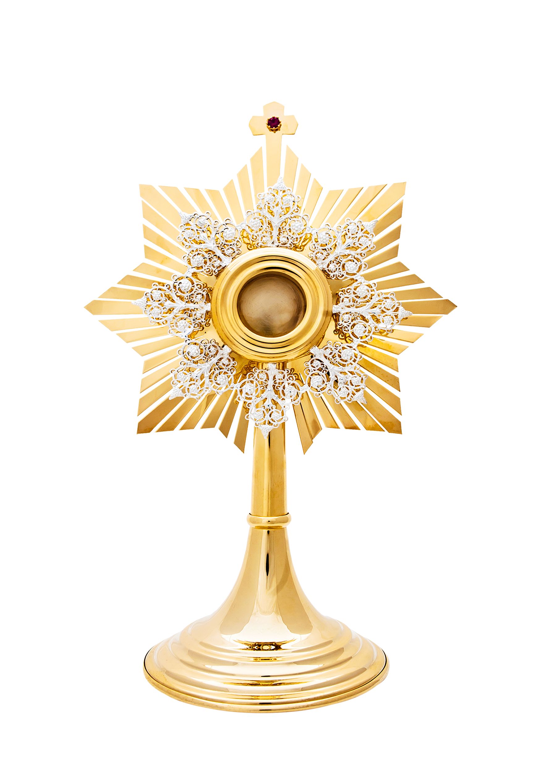 Relikwiarz mosiężny, złocony - 31 cm