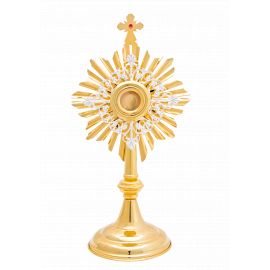 Relikwiarz mosiężny, pozłacany - 33 cm (604)