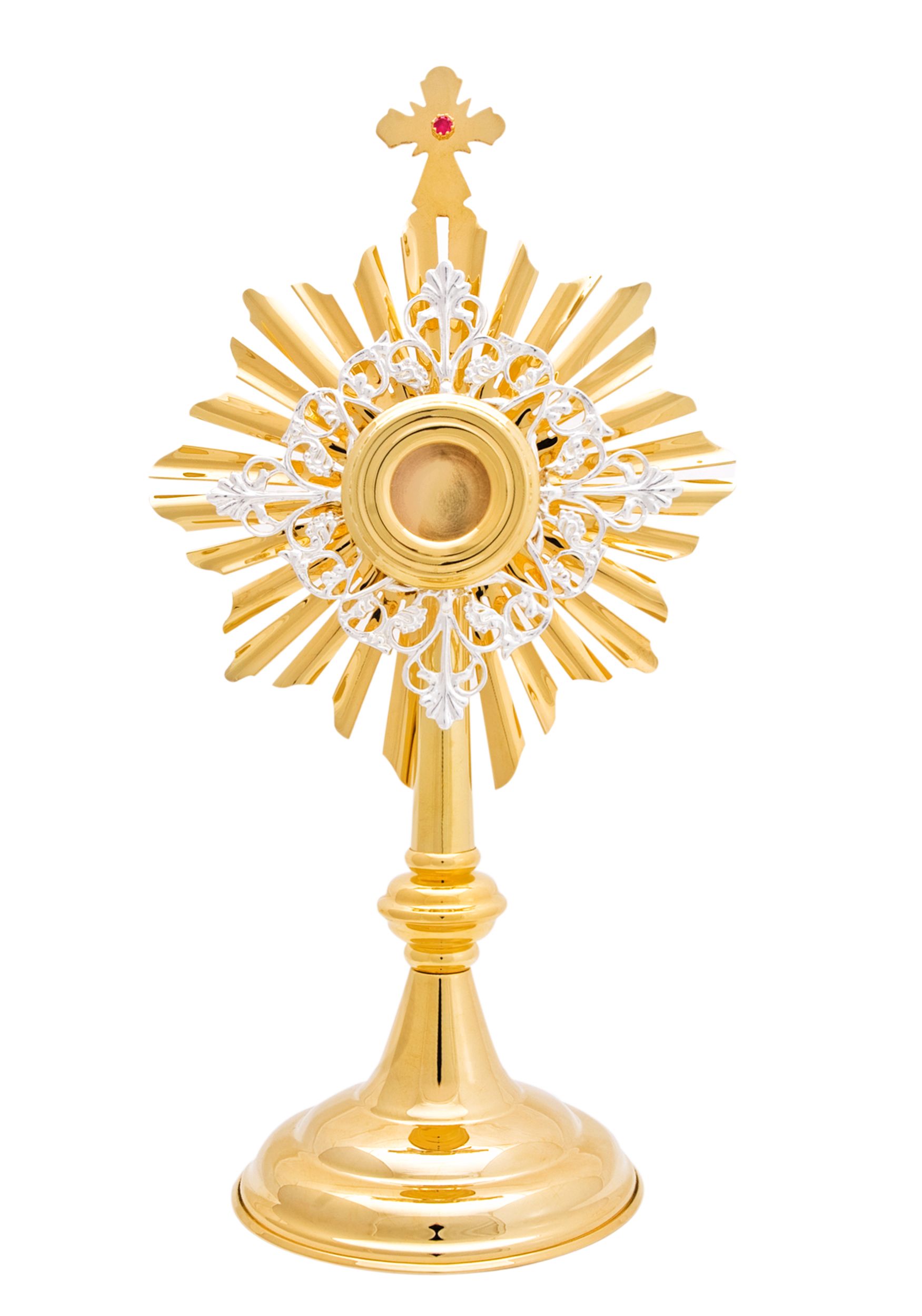 Relikwiarz mosiężny, pozłacany - 33 cm (604)