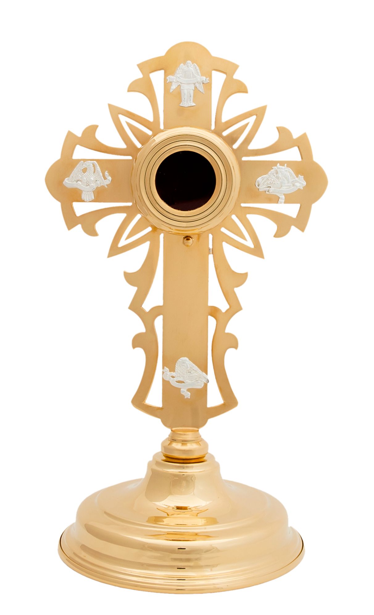 Relikwiarz mosiężny, pozłacany - 29 cm - zdjęcie 2 - Relikwiarz mosiężny, pozłacany - 29 cm