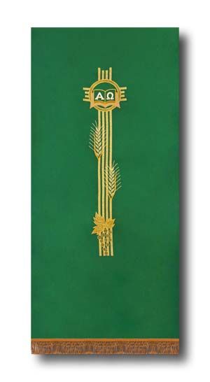 Nakrycie na ambonę zielone Alfa i Omega