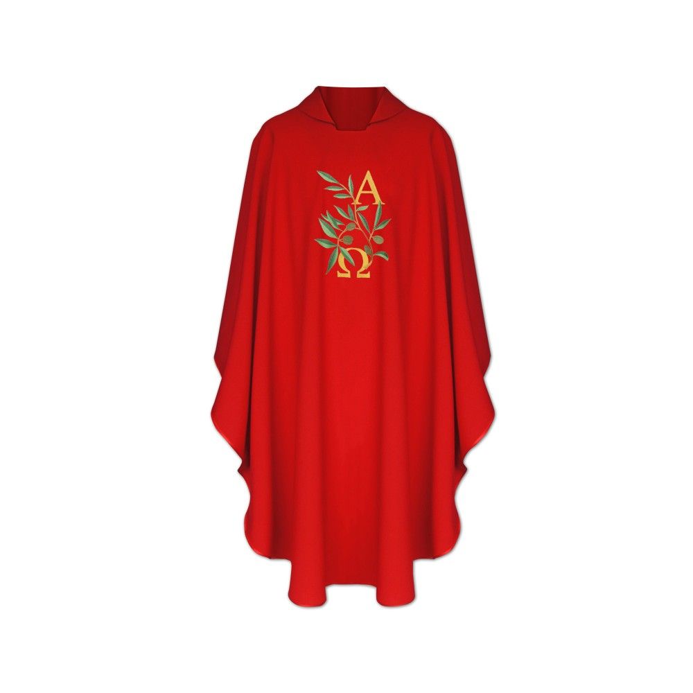 Ornat Alfa i Omega zielone gałązki - mix kolorów - zdjęcie 2 - Ornat Alfa i Omega  - zielone gałązki