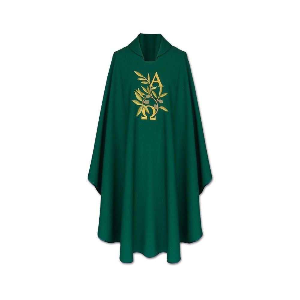 Ornat Alfa i Omega zielone gałązki - mix kolorów - zdjęcie 4 - Ornat Alfa i Omega  - zielone gałązki