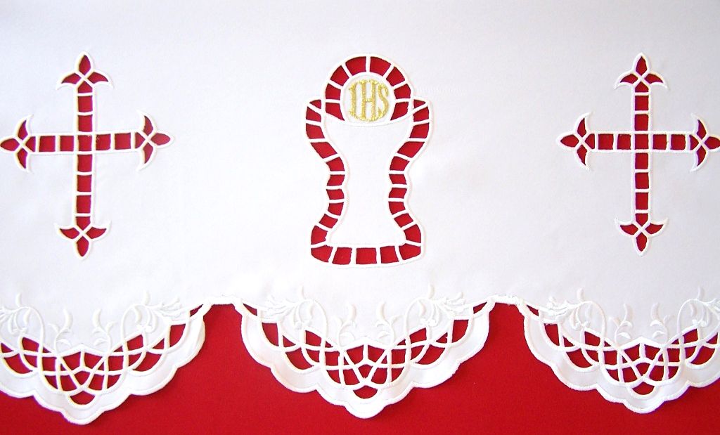 Obrus ołtarzowy haftowany - wzór eucharystyczny (97) - zdjęcie 2 - Obrus ołtarzowy haftowany - wzór eucharystyczny (97)