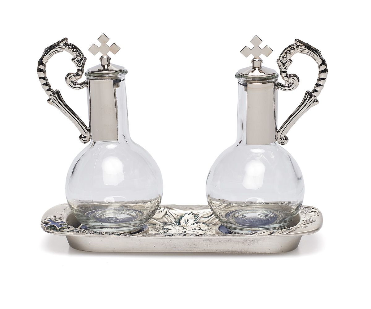 Ampułki mszalne szklane + tacka (8)