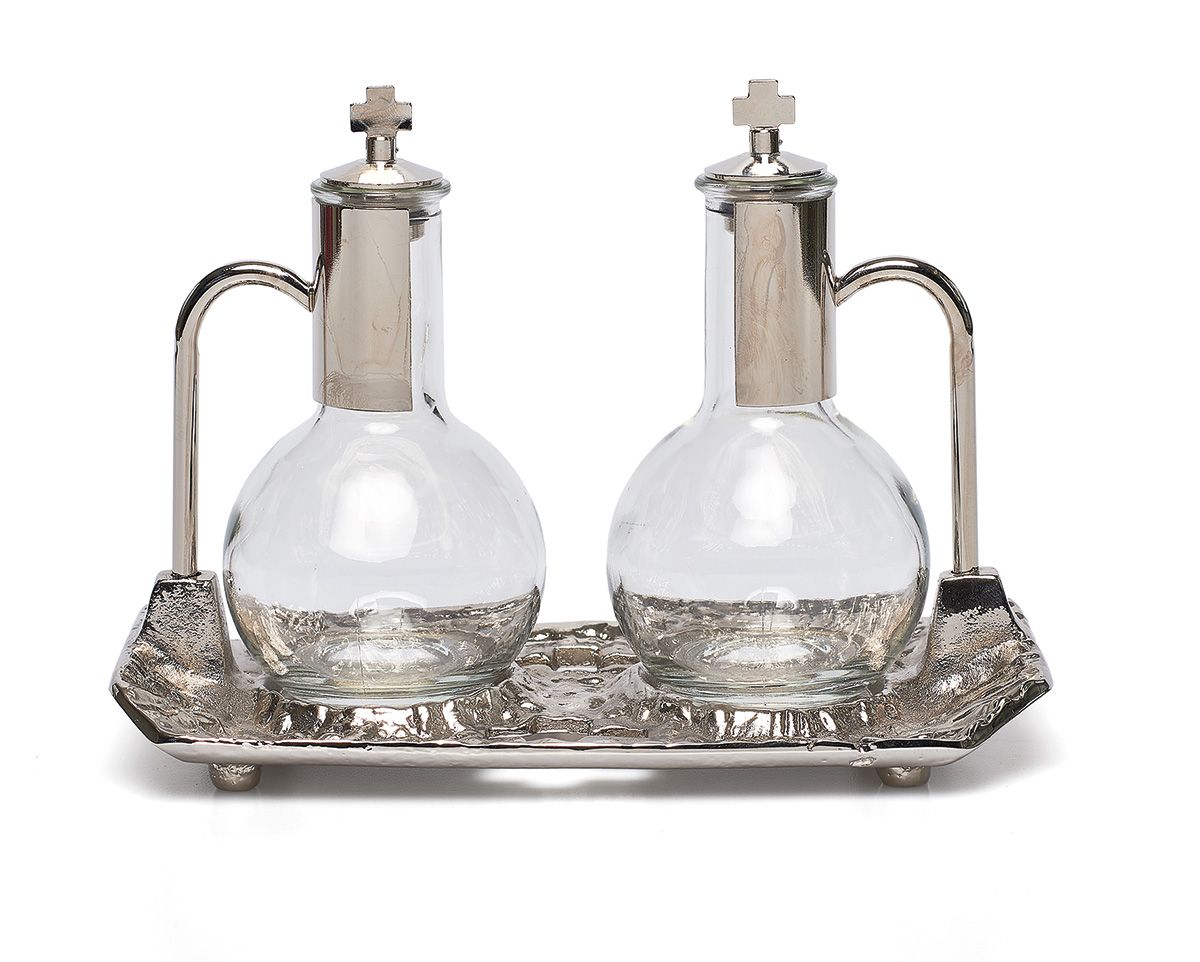 Ampułki mszalne szklane + tacka (9)