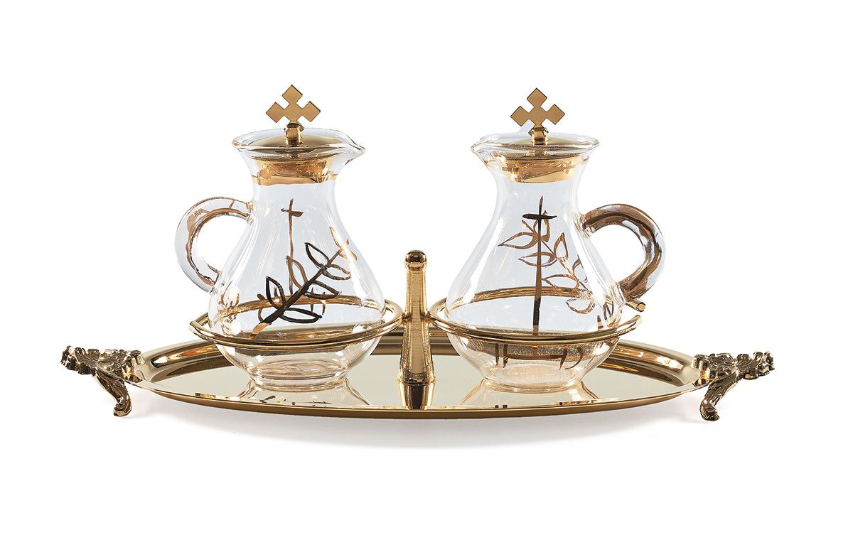 Ampułki mszalne szklane + tacka (9)