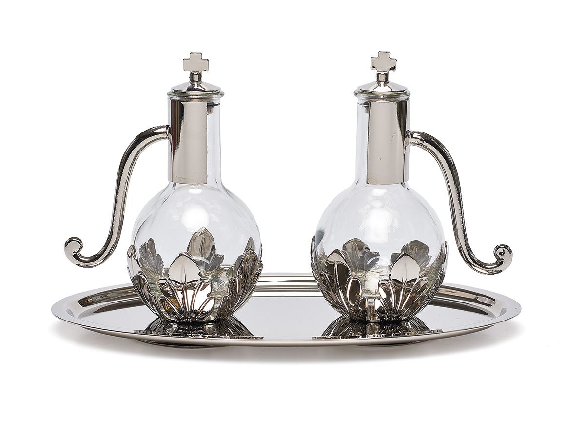 Ampułki mszalne szklane + tacka (11)