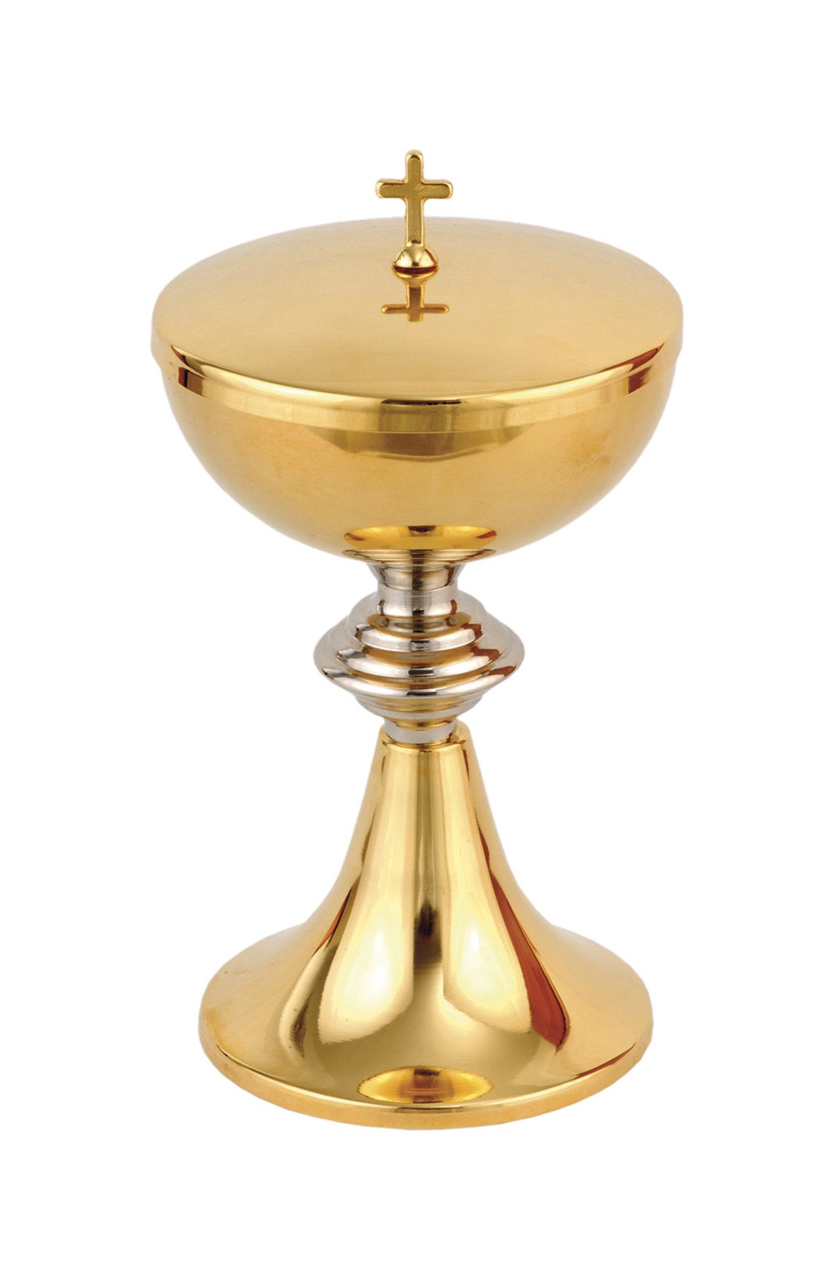 Puszka na komunikanty, gładka, złocona 18,5 cm (01)