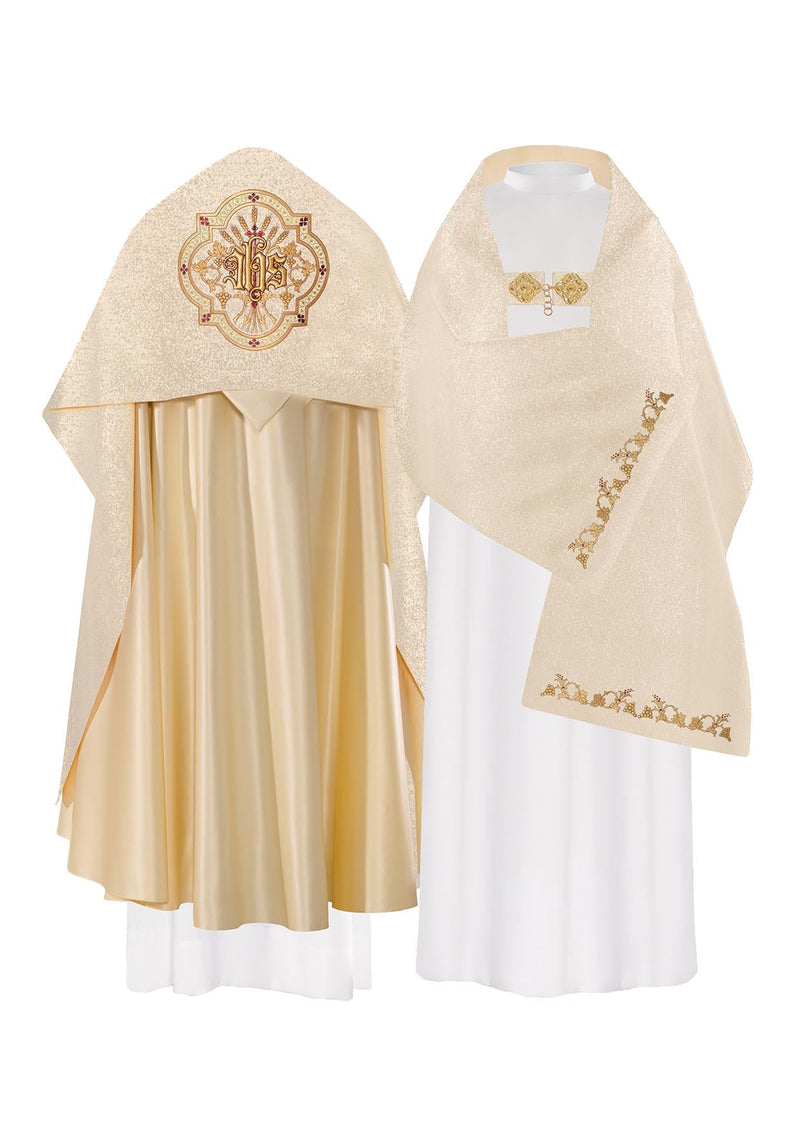Welon liturgiczny, haftowany - złoty IHS (36)
