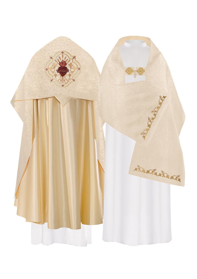 Welon liturgiczny, haftowany Serce Pana Jezusa - złoty (41)
