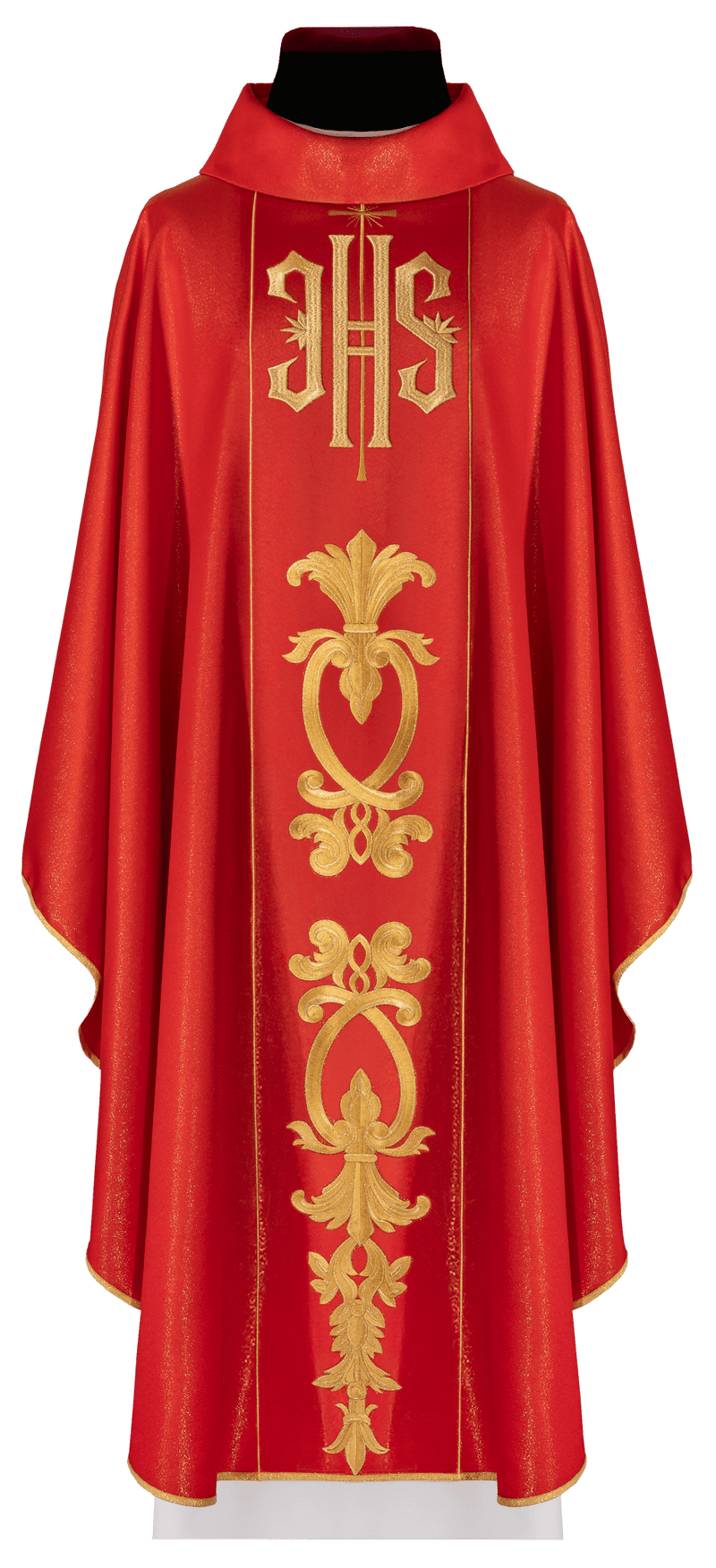 Ornat haftowany IHS czerwony + stuła (137H)