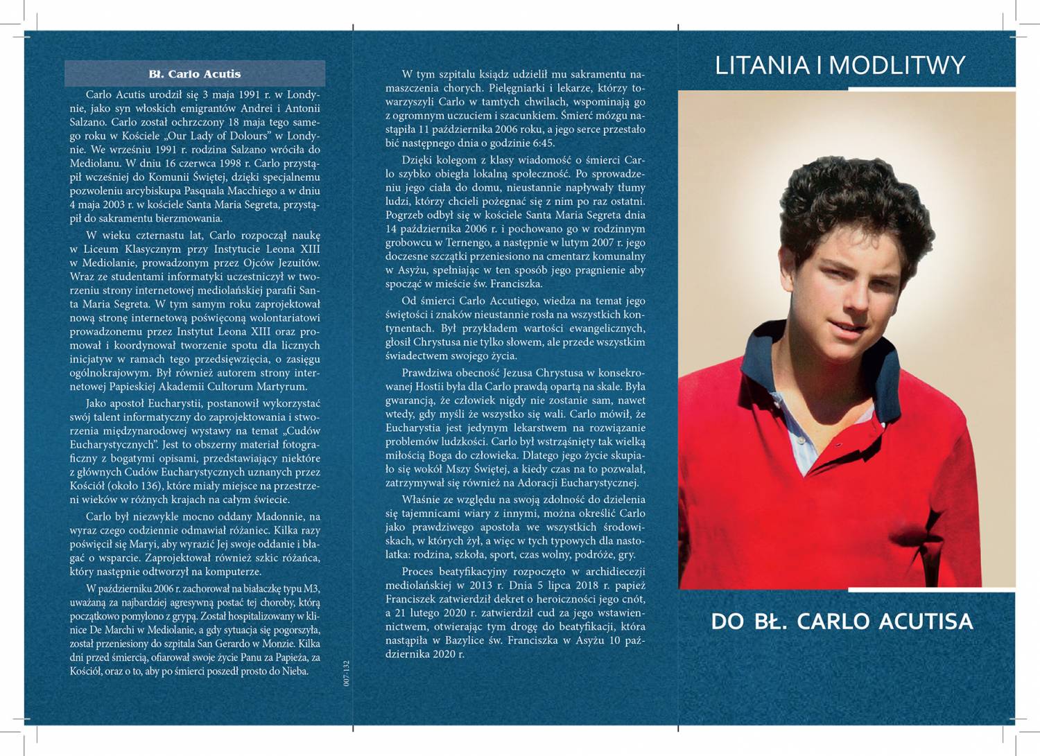 Litania i Modlitwy do Bł. Carlo Acutis - 1 sztuka