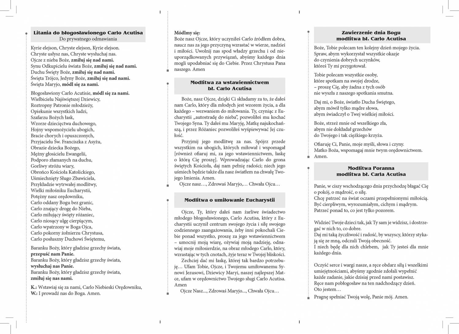 Litania i Modlitwy do Bł. Carlo Acutis - 1 sztuka - zdjęcie 2