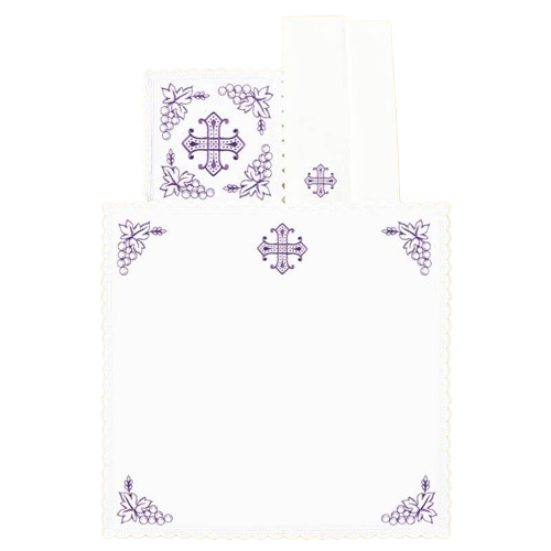 Bielizna kielichowa Krzyż - fioletowy haft