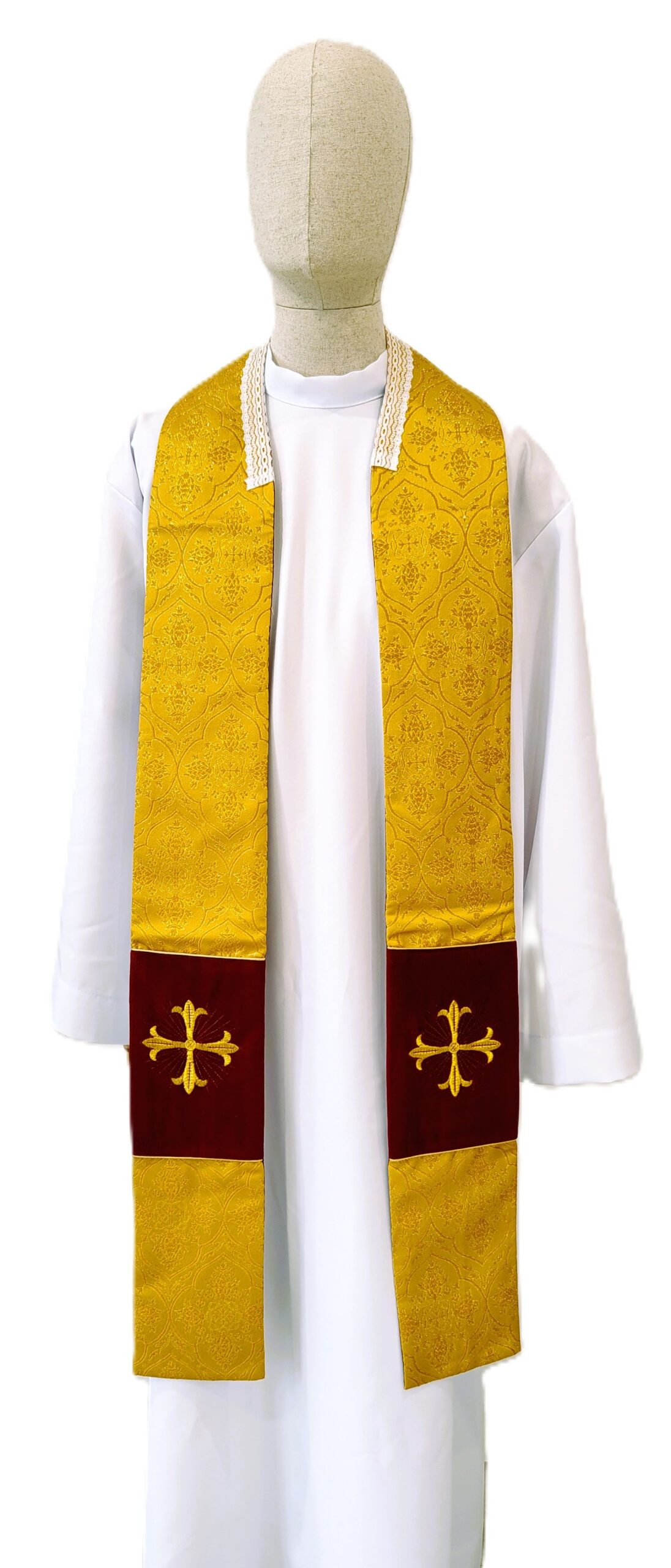 Kapa haftowana, tkanina żakard - ciemne złoto, pasy aksamit - zdjęcie 3