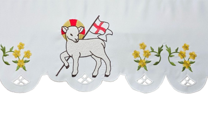 Obrus ołtarzowy wielkanocny, haftowany Baranek Boży (244)