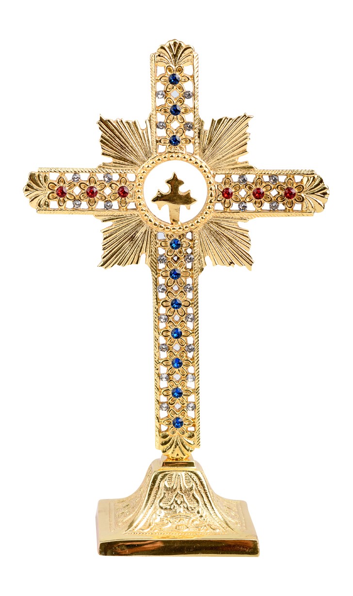 Krzyż stojący mosiężny - 25 cm