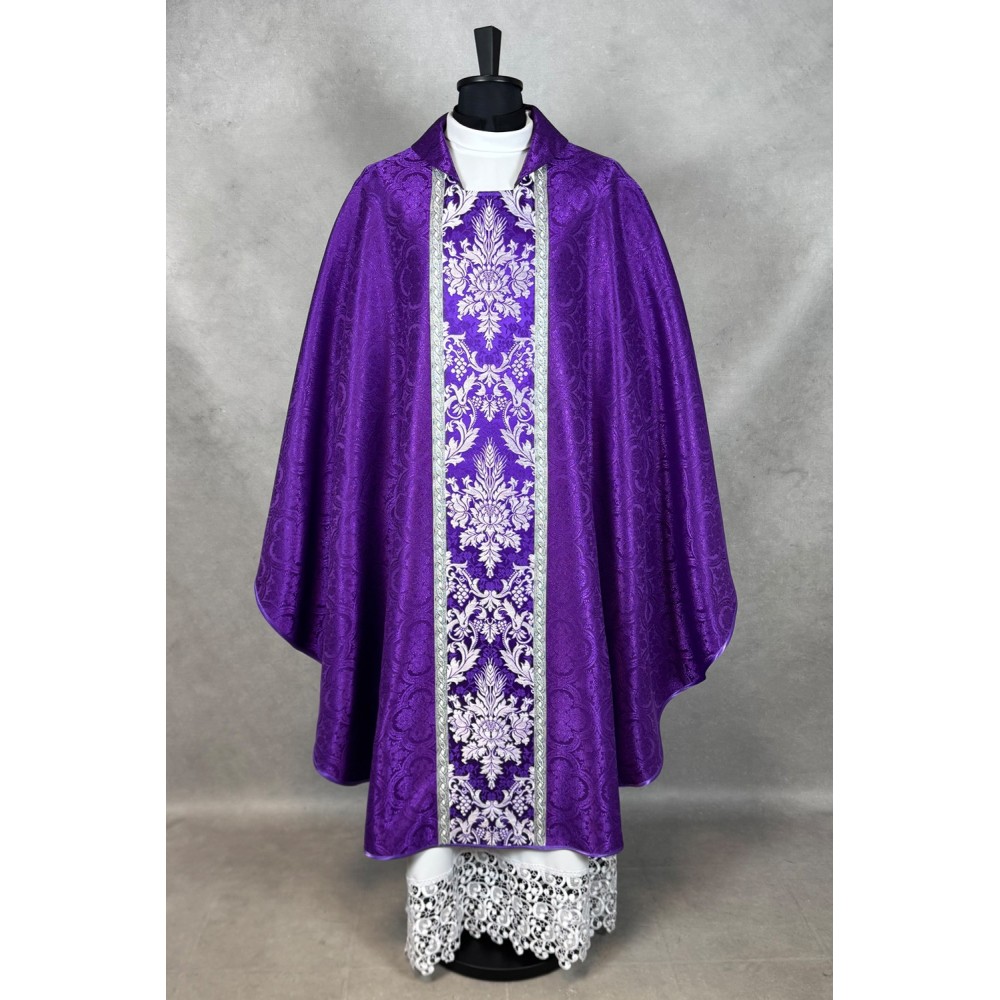 Ornat gotycki - tkanina fioletowa żakard - zdjęcie 5