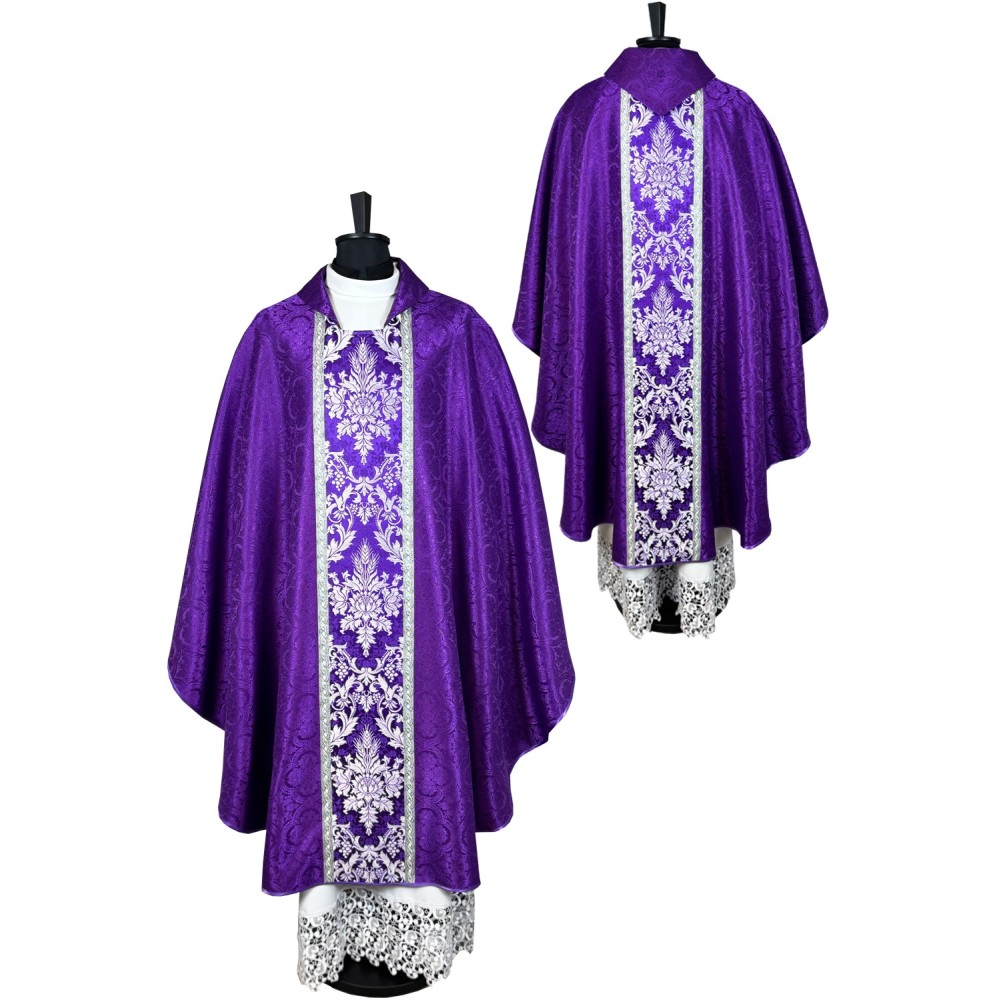 Ornat gotycki - tkanina fioletowa żakard