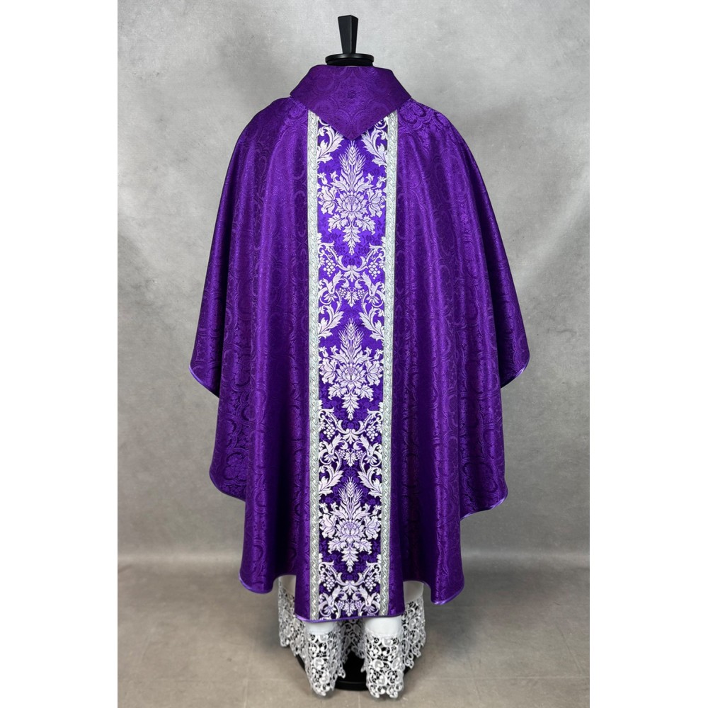 Ornat gotycki - tkanina fioletowa żakard - zdjęcie 3