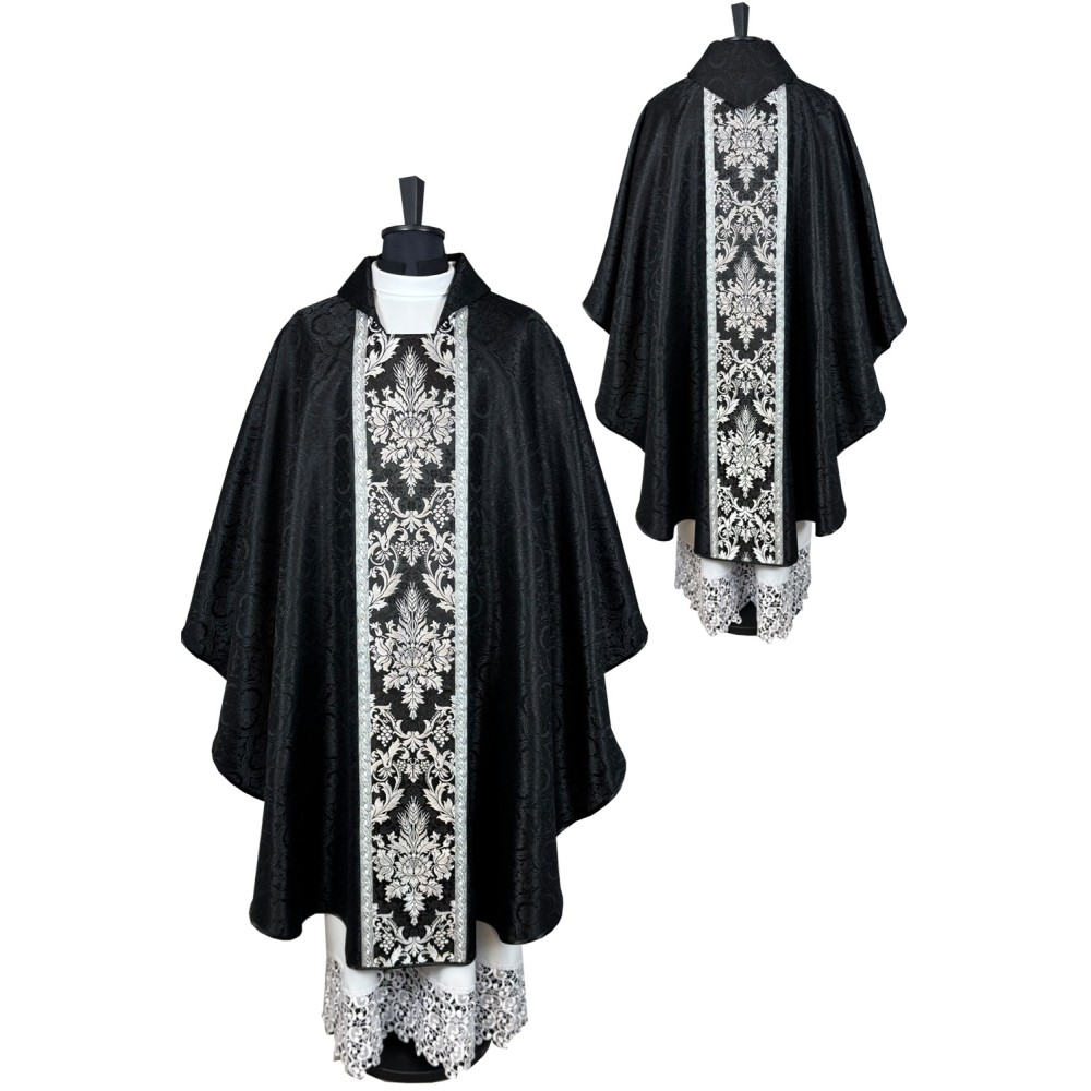 Ornat gotycki - tkanina czarny żakard