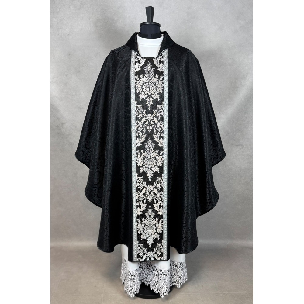 Ornat gotycki - tkanina czarny żakard - zdjęcie 4