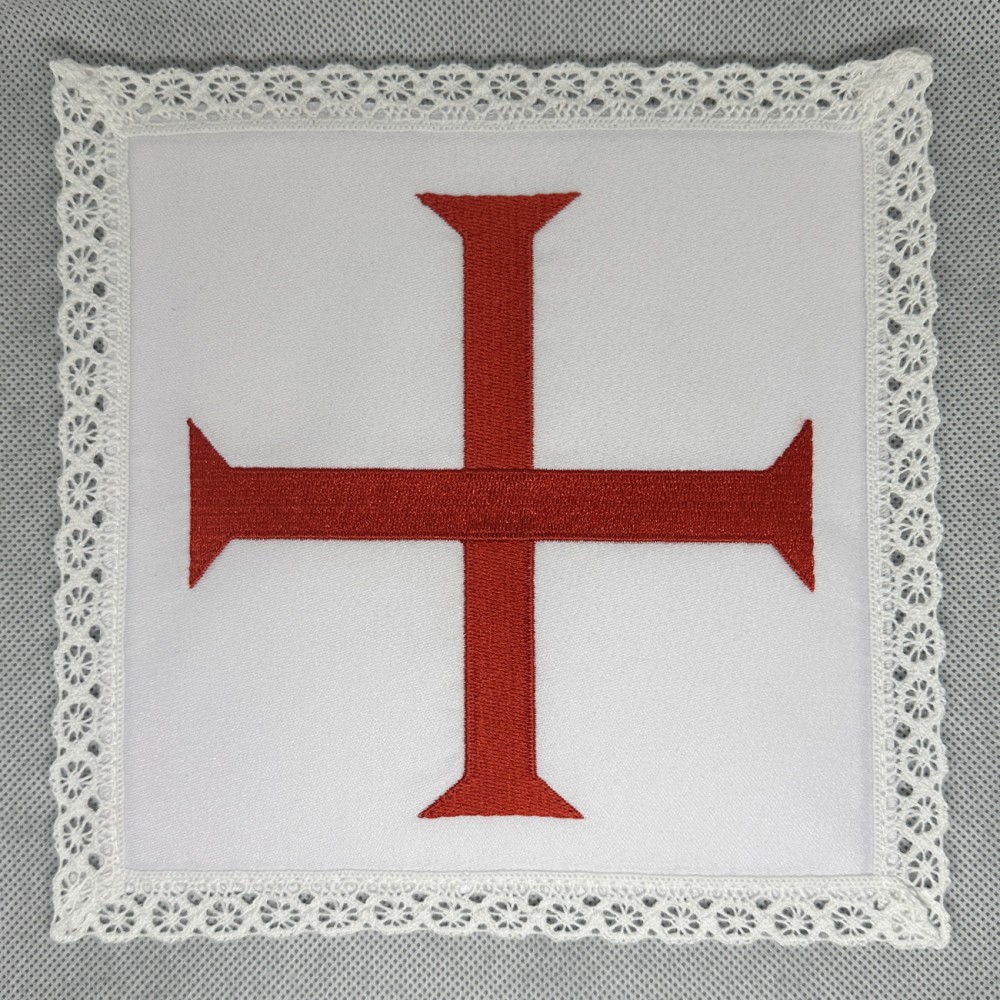 Bielizna kielichowa krzyż - czerwony haft - zdjęcie 3