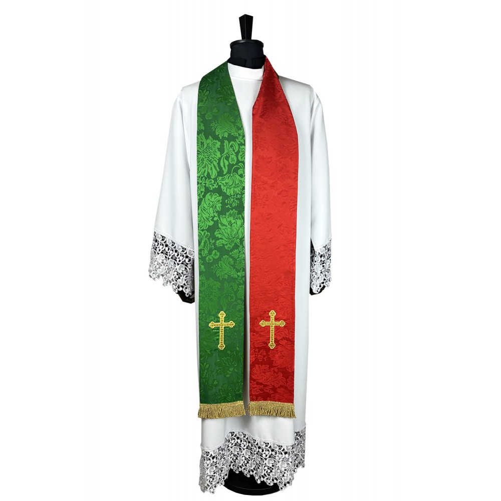 Stuła haftowana dwustronna- czerwono-zielona - Brak kategorii - Nowość