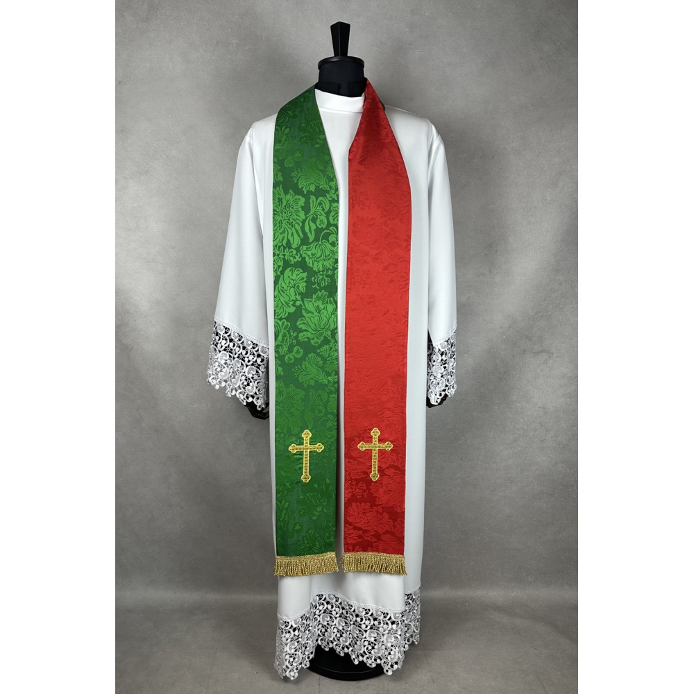 Stuła haftowana dwustronna- czerwono-zielona - zdjęcie 4