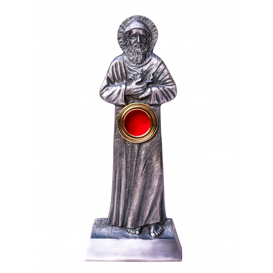 Złocony relikwiarz mosiężny 24 cm-  Postać św. Charbel