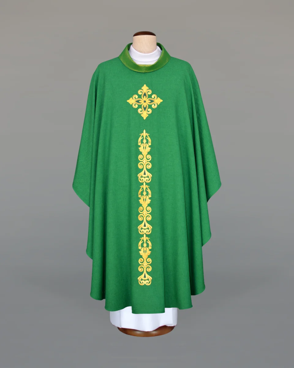 Ornat haftowany zielony - krzyż - Ornaty zielone