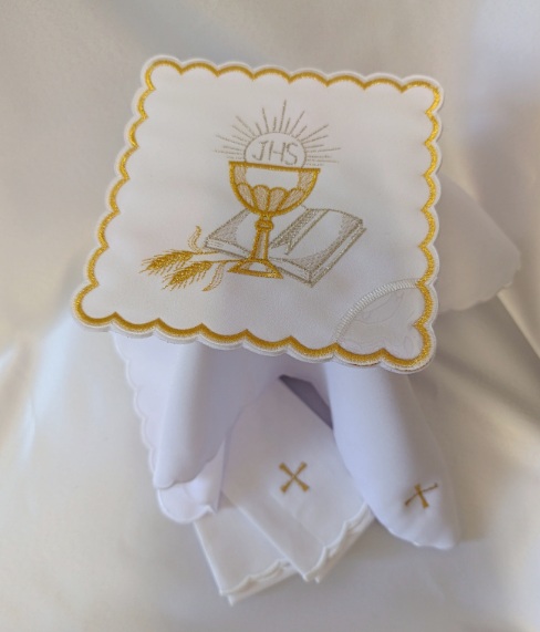 Bielizna kielichowa z motywem kielicha eucharystycznego – komplet 4 części