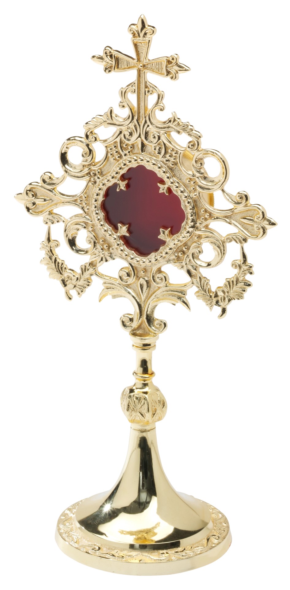 Relikwiarz z kamieniami szlachetnymi, pozłacany - 34 cm