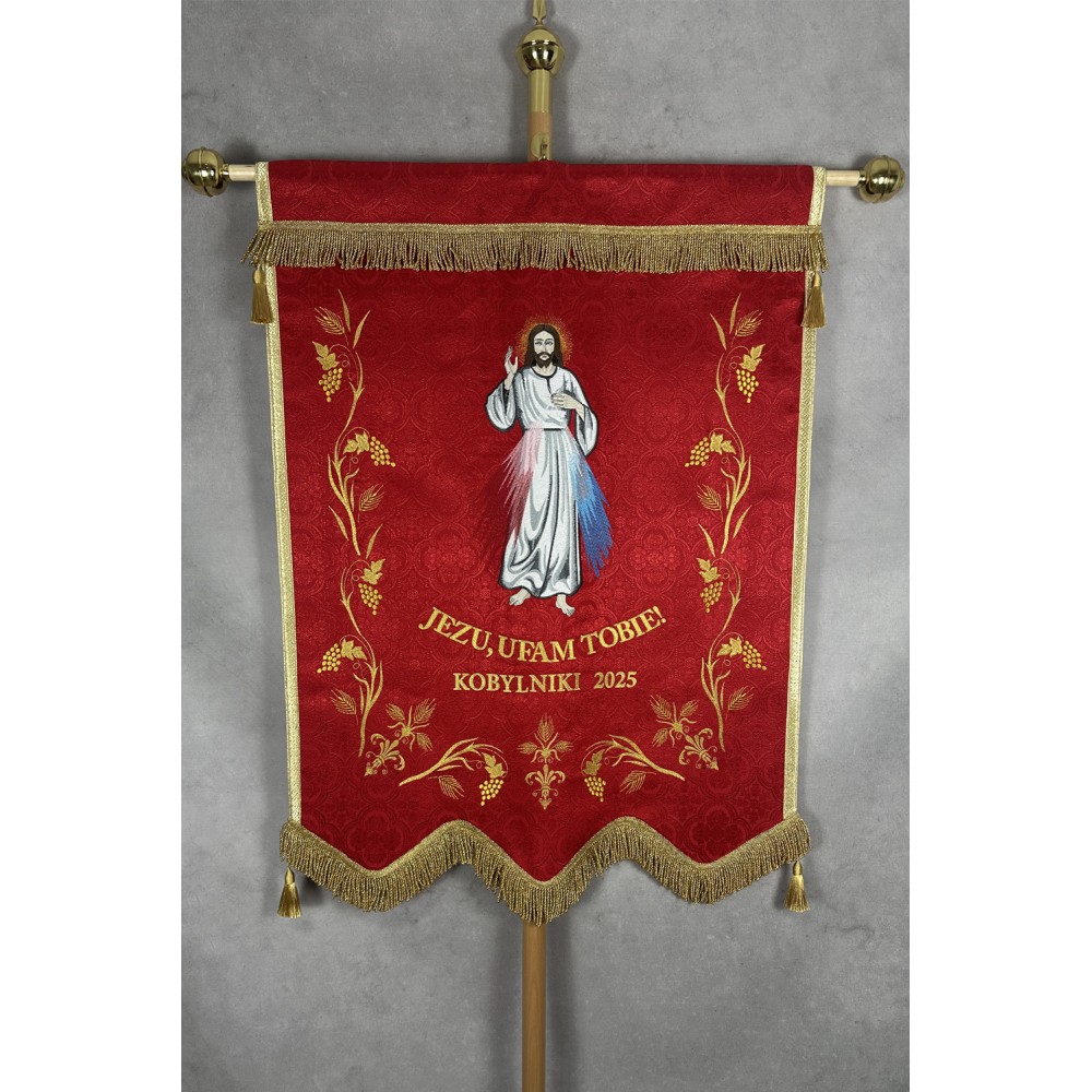Chorągiew haftowana jednostronna - Jezu Ufam Tobie - zdjęcie 2