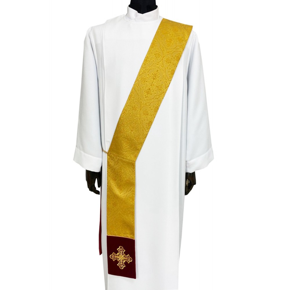 Stuła diakońska złota - tkanina brokatowa