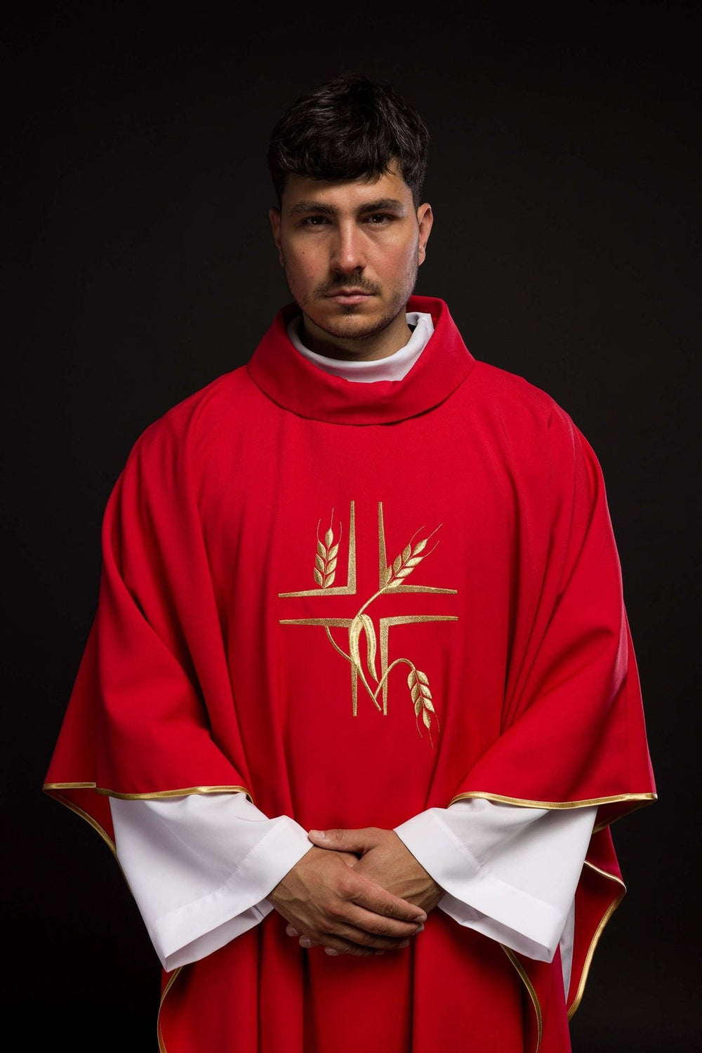 Ornat haftowany Krzyż + kłosy - kolory liturgiczne (42) - Ornaty haftowane