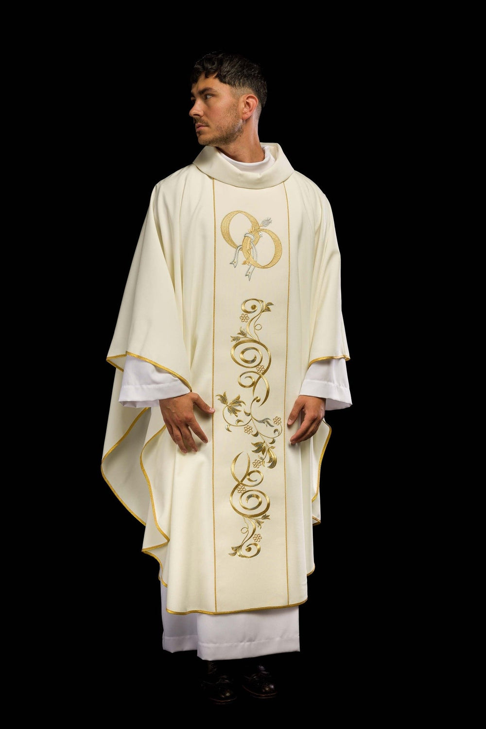 Ornat haftowany ślubny - ecru