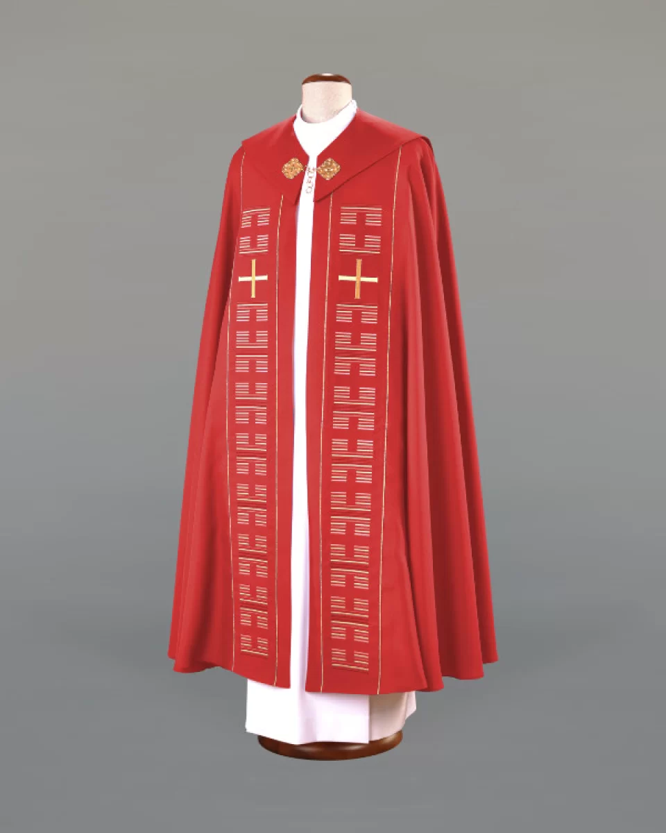 Kapa czerwona haftowana (62) - KAPY LITURGICZNE - Nowość