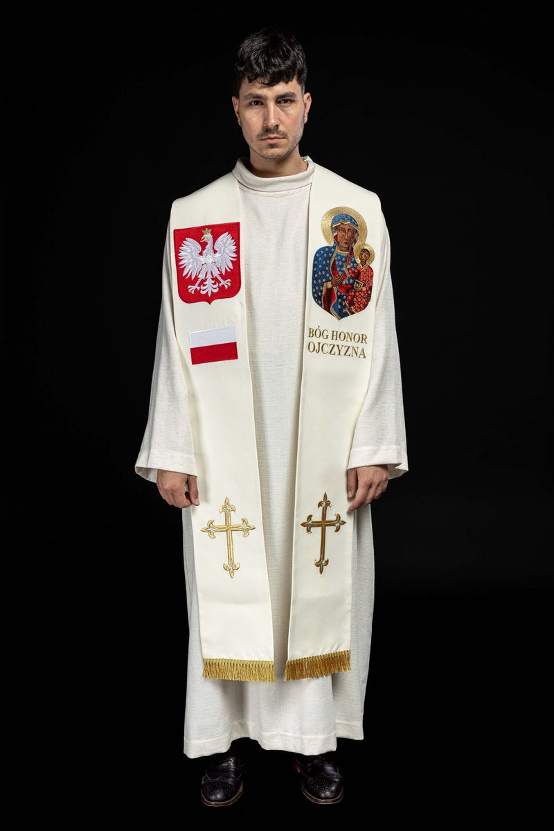 Stuła haftowana BÓG, HONOR, OJCZYZNA (14H)